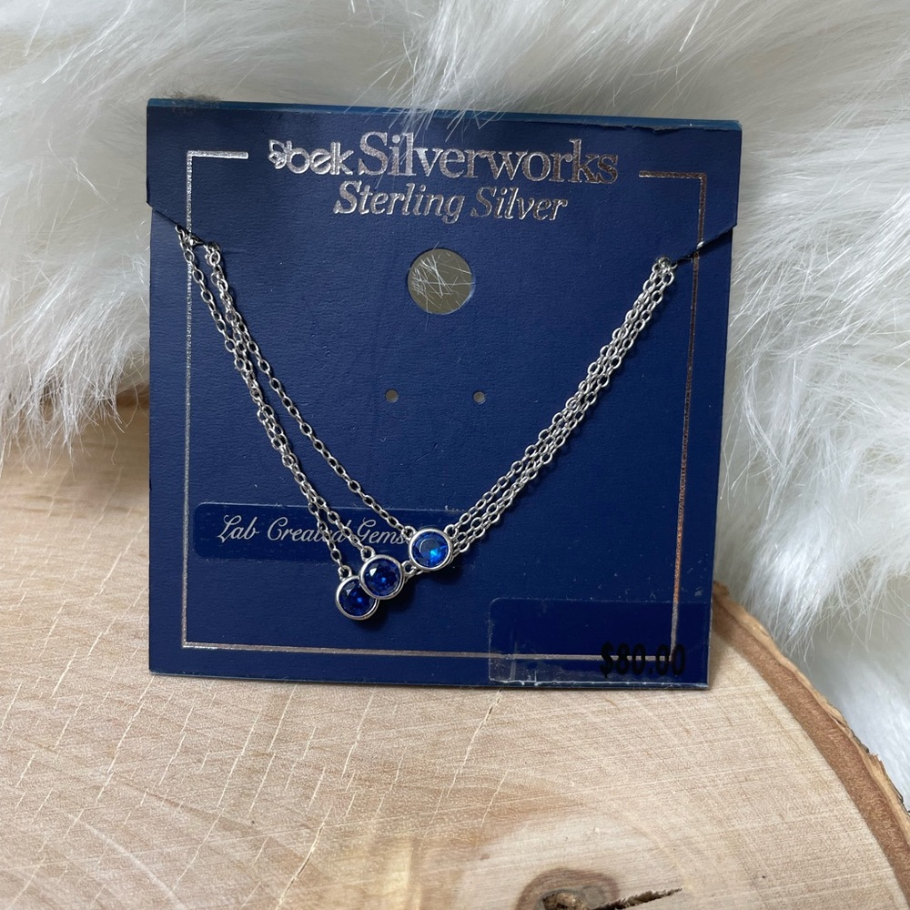 Belk Silverworks Sterling Silver Sapphire Three Strand Necklace